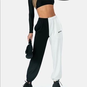 Adika Split Black and White Sweatpants Size Small